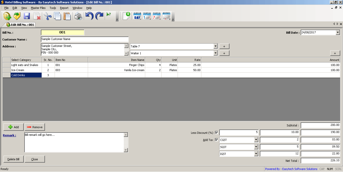 Hotel Billing Software screen shot